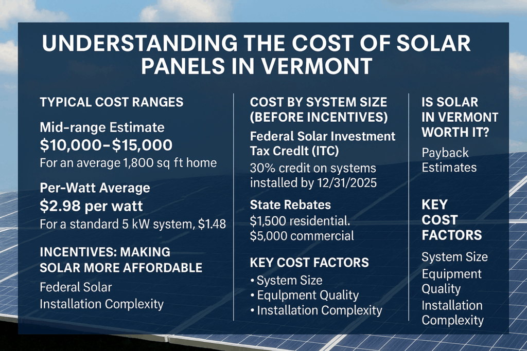 Infograph of vermont solar cost statistics.