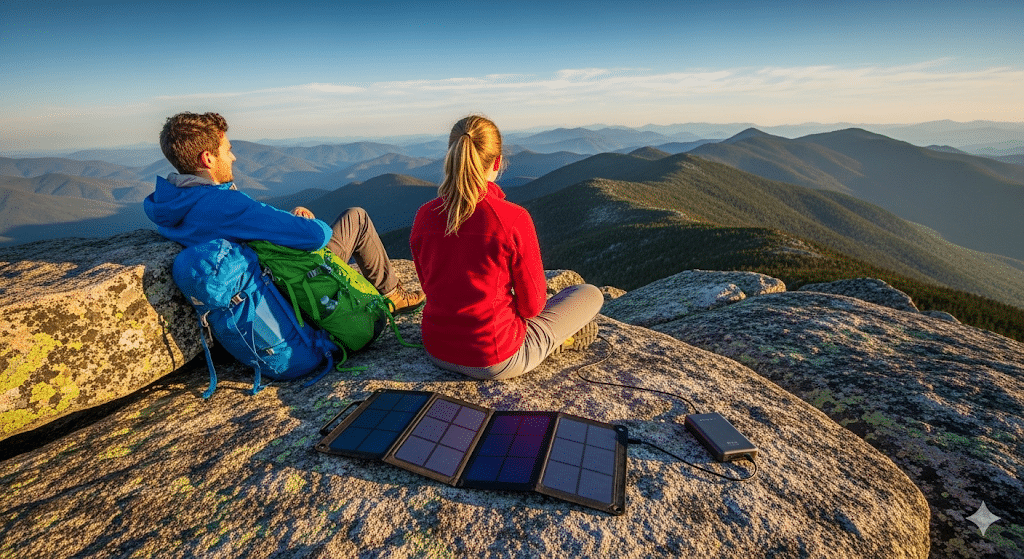 New hampshire solar in 2025: homeowner & business guide New hampshire couple taking advantage of solar on a hike.